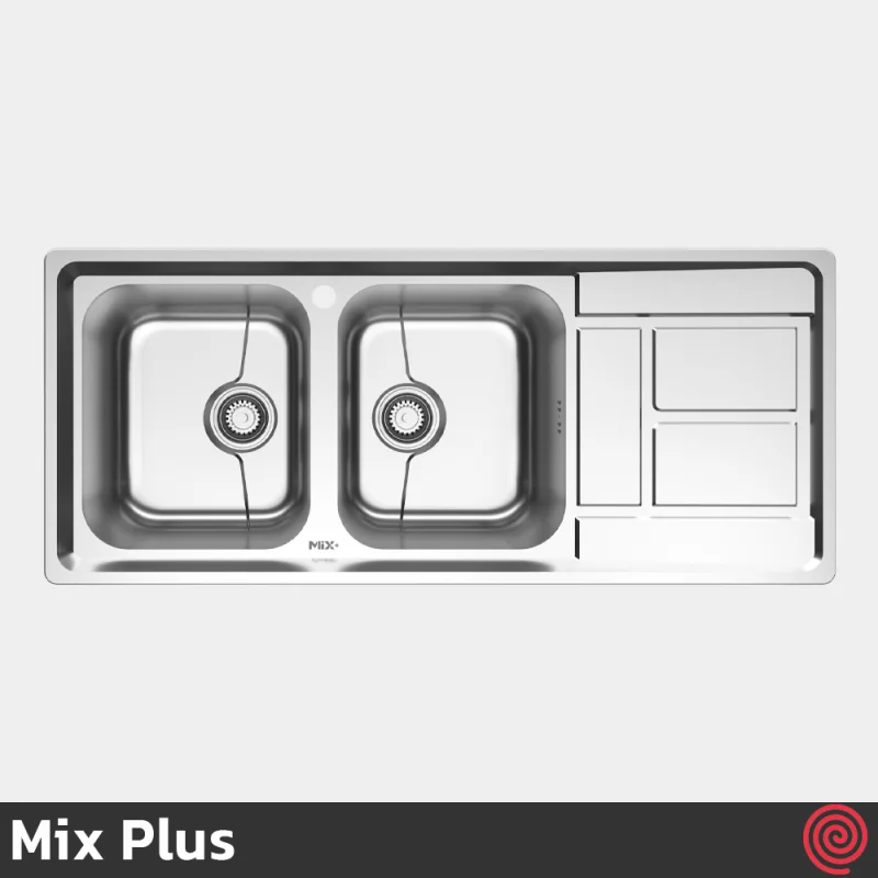 سینک ظرفشویی میکس پلاس مدل Mix Plus S800-50 | دو لگنه فانتزی توکار