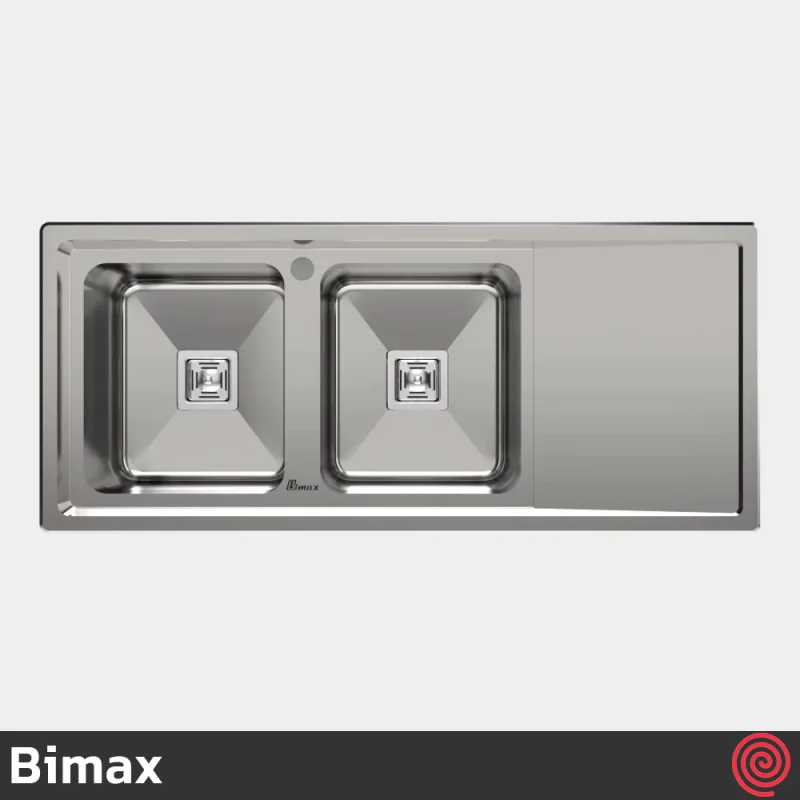 سینک ظرفشویی بیمکث مدل Bimax 843-52 | دو لگنه فانتزی توکار