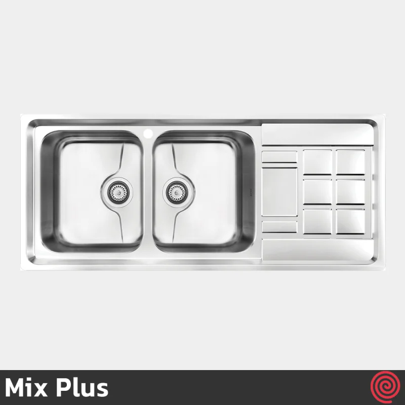 سینک ظرفشویی میکس پلاس مدل Mix Plus 8022-P-50 | دو لگنه فانتزی توکار