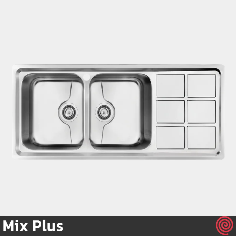 سینک ظرفشویی میکس پلاس مدل Mix Plus 8032-P-50 | دو لگنه فانتزی توکار