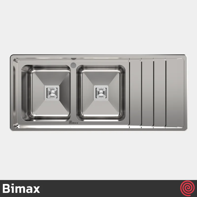 سینک ظرفشویی بیمکث مدل Bimax 4400-52 | دو لگنه فانتزی توکار