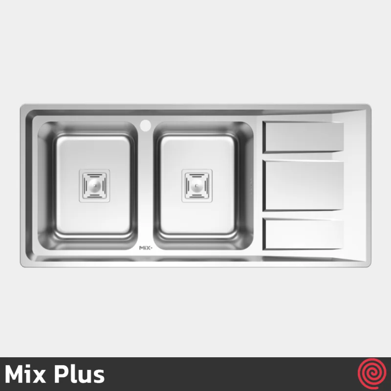 سینک ظرفشویی میکس پلاس مدل Mix Plus 8042-S45-50 | دو لگنه فانتزی توکار
