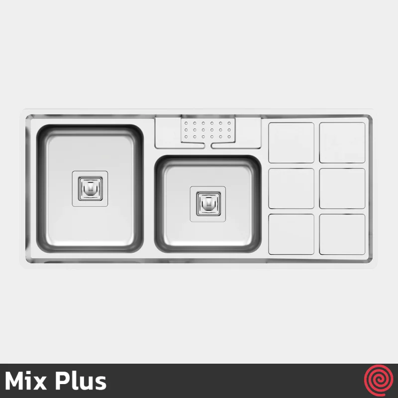 سینک ظرفشویی میکس پلاس مدل Mix Plus 8031-S45-52 | دو لگنه فانتزی توکار