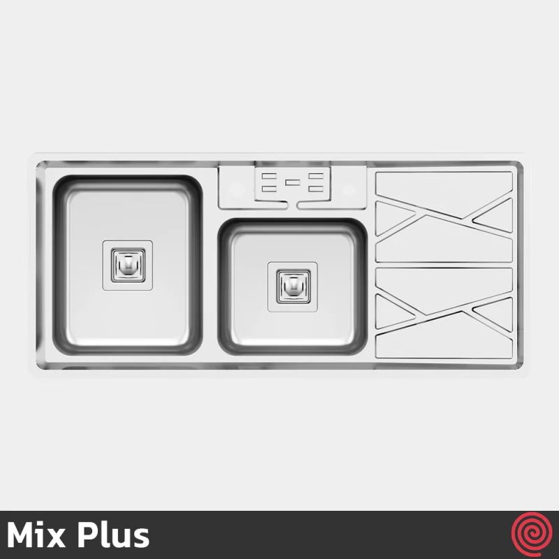 سینک ظرفشویی میکس پلاس مدل Mix Plus 8041-S45-52 | دو لگنه فانتزی توکار