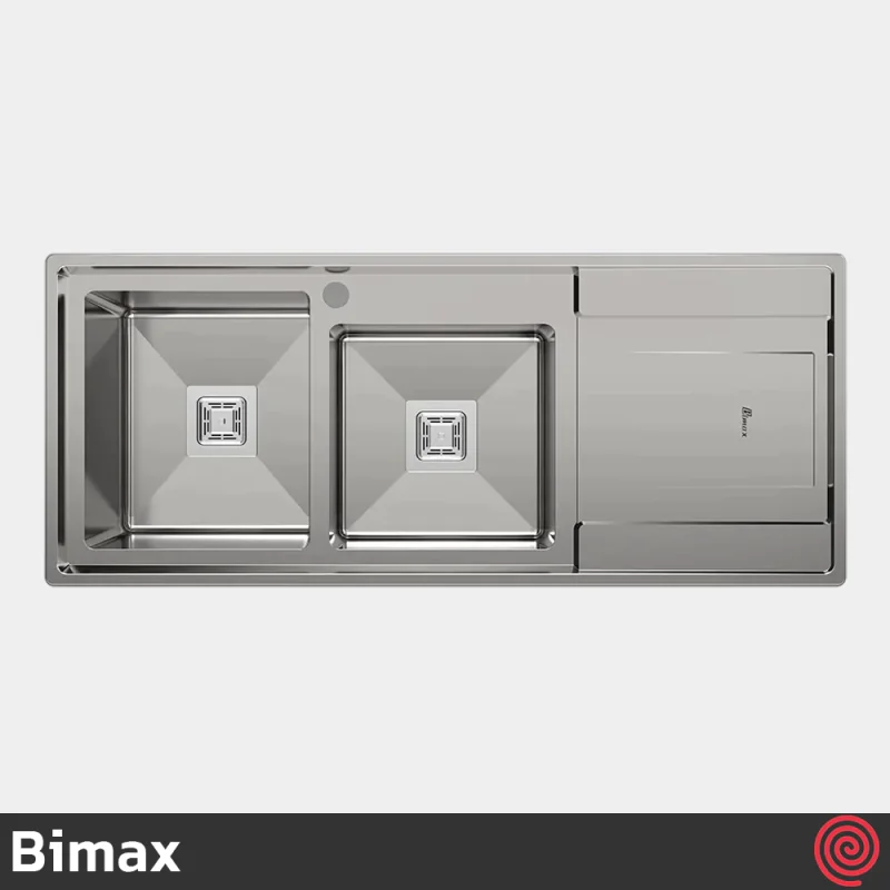 سینک ظرفشویی بیمکث مدل Bimax 741-50 | دو لگنه فانتزی باکسی توکار
