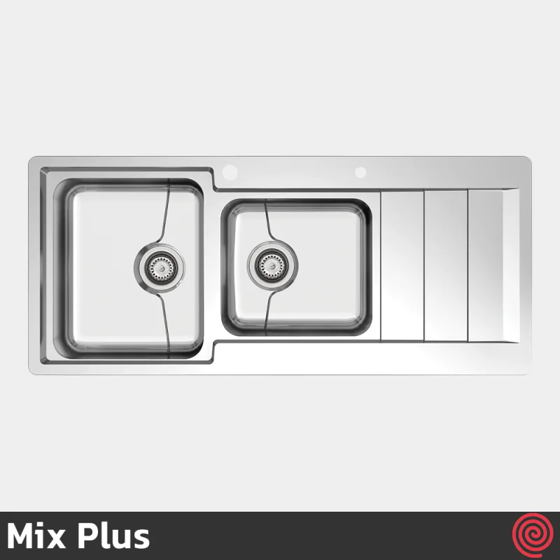 سینک ظرفشویی میکس پلاس مدل Mix Plus 8061-P45-52 | دو لگنه فانتزی توکار
