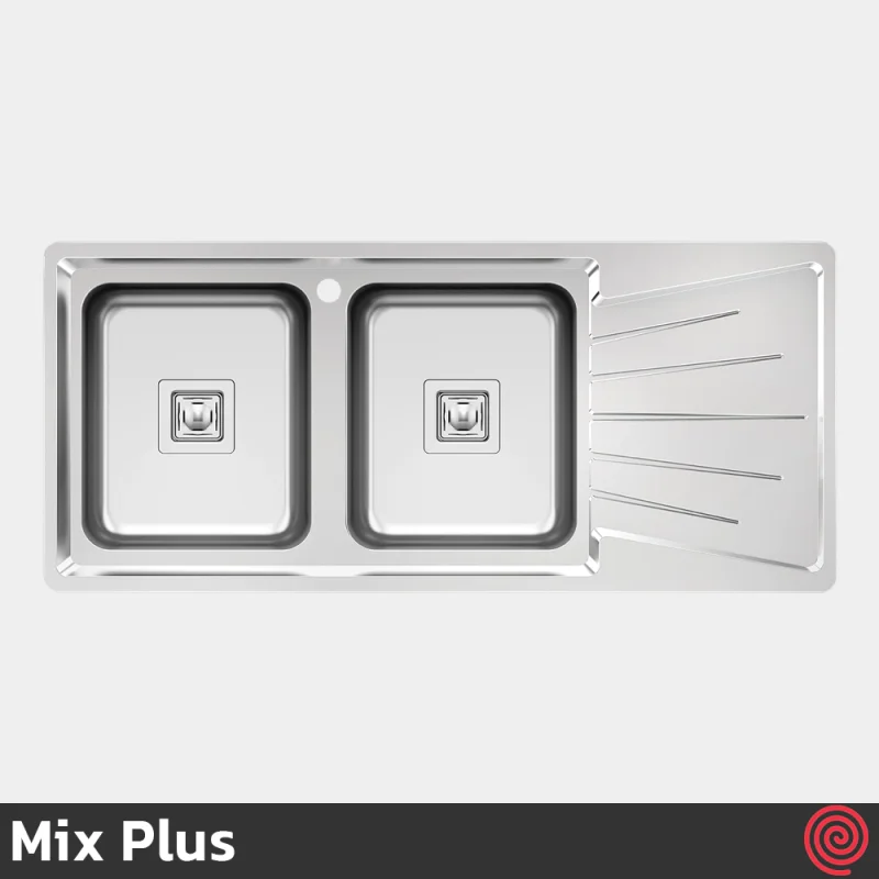 سینک ظرفشویی میکس پلاس مدل Mix Plus 8082-S45-52 | دو لگنه فانتزی توکار
