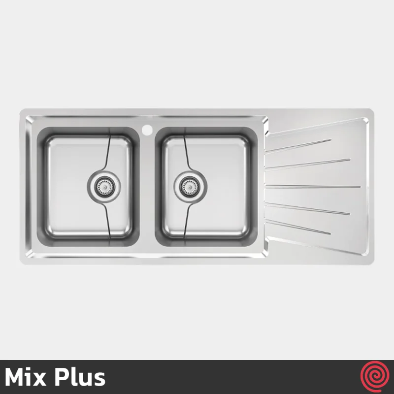سینک ظرفشویی میکس پلاس مدل Mix Plus 8082-P45-52 | دو لگنه فانتزی توکار