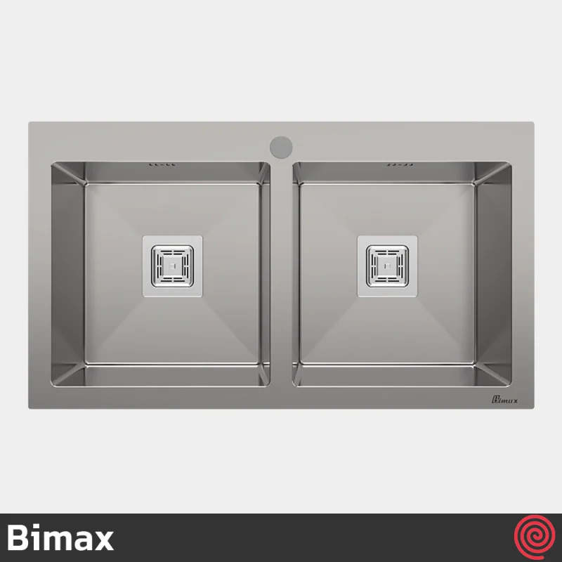 سینک ظرفشویی بیمکث مدل Bimax 722-50 | دو لگنه فلاش مونت باکسی توکار