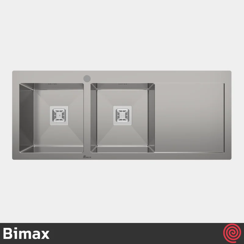 سینک ظرفشویی بیمکث مدل Bimax 723-50 | دو لگنه فلاش مونت باکسی توکار
