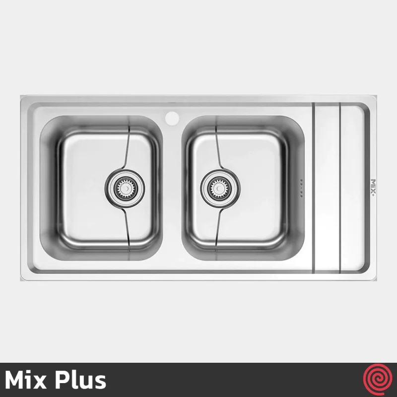 سینک ظرفشویی میکس پلاس مدل Mix Plus 7062-P-50 | دو لگنه فانتزی توکار