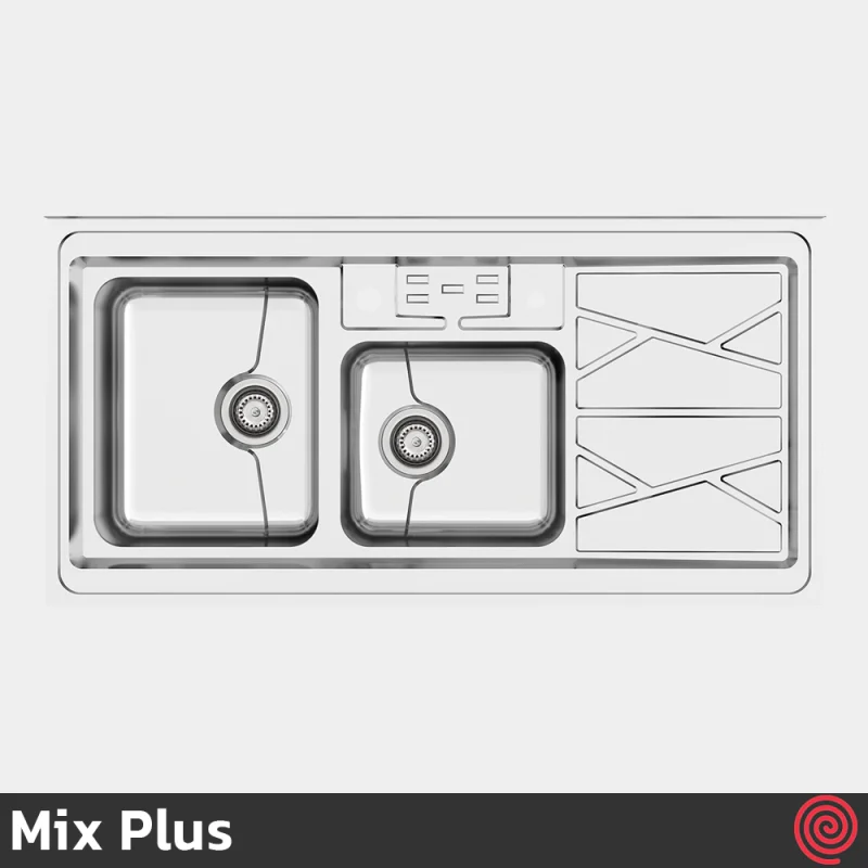 سینک ظرفشویی میکس پلاس مدل Mix Plus 9041-P45-60 | دو لگنه فانتزی روکار