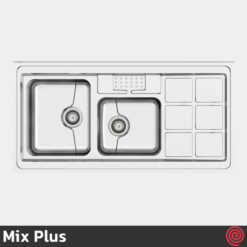 سینک ظرفشویی میکس پلاس مدل Mix Plus 9031-P45-60 | دو لگنه فانتزی روکار