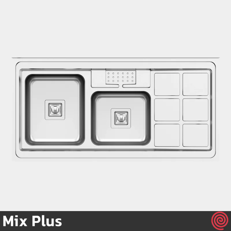 سینک ظرفشویی میکس پلاس مدل Mix Plus 9031-S45-60 | دو لگنه فانتزی روکار
