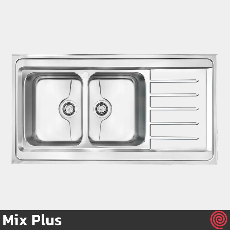 سینک ظرفشویی میکس پلاس مدل Mix Plus 9072-P-60 | دو لگنه فانتزی روکار