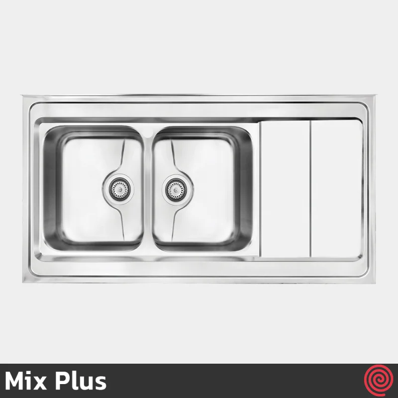 سینک ظرفشویی میکس پلاس مدل Mix Plus 9062-P-60 | دو لگنه فانتزی روکار
