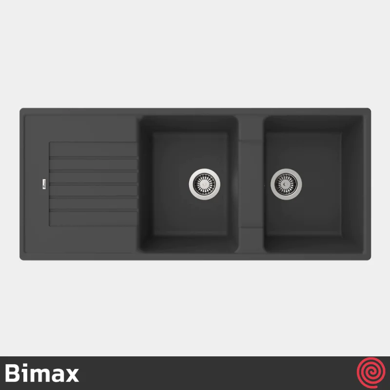 سینک ظرفشویی بیمکث مدل Bimax 4602-49.5 | دو لگنه گرانیتی توکار