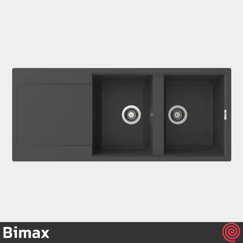 سینک ظرفشویی بیمکث مدل Bimax 4604-49.5 | دو لگنه گرانیتی توکار