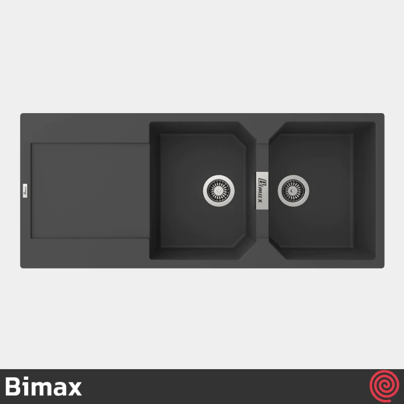 سینک ظرفشویی بیمکث مدل Bimax 4606-50 | دو لگنه گرانیتی توکار