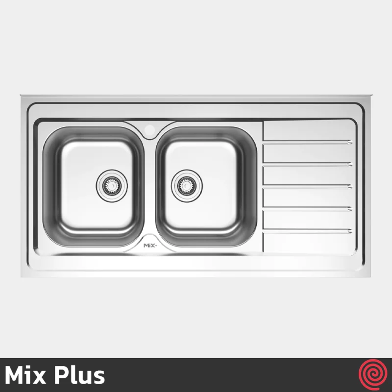 سینک ظرفشویی میکس پلاس مدل Mix Plus 3072-60 | دو لگنه نیمه فانتزی روکار