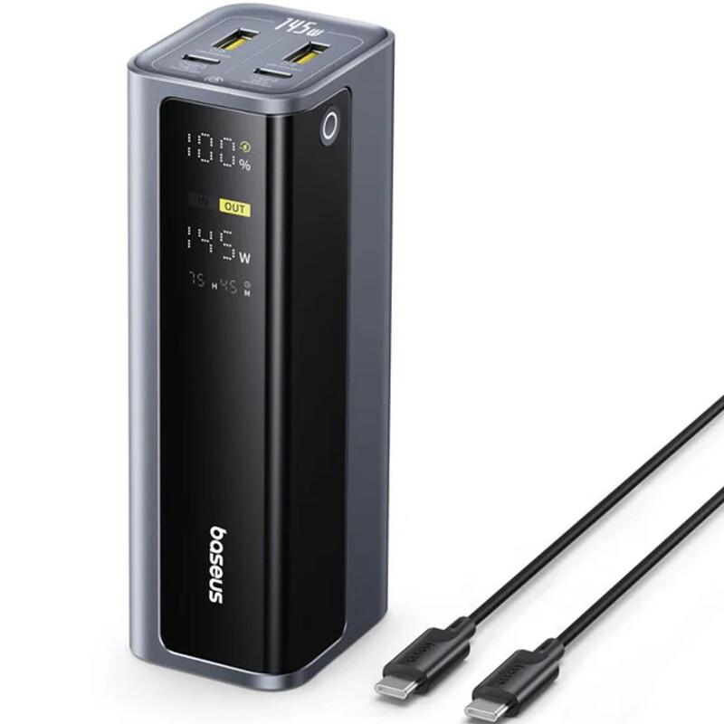 پاور بانک فست‌ شارژ 20800 بیسوس مدل Baseus PPAP-20E5/P10082109813-00 | با کابل دوسر تایپ سی و USB توان 145 وات