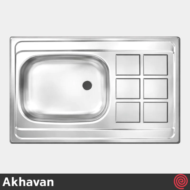 سینک ظرفشویی اخوان مدل Akhavan A8060-6CR-60 | تک لگنه نیمه فانتزی روکار