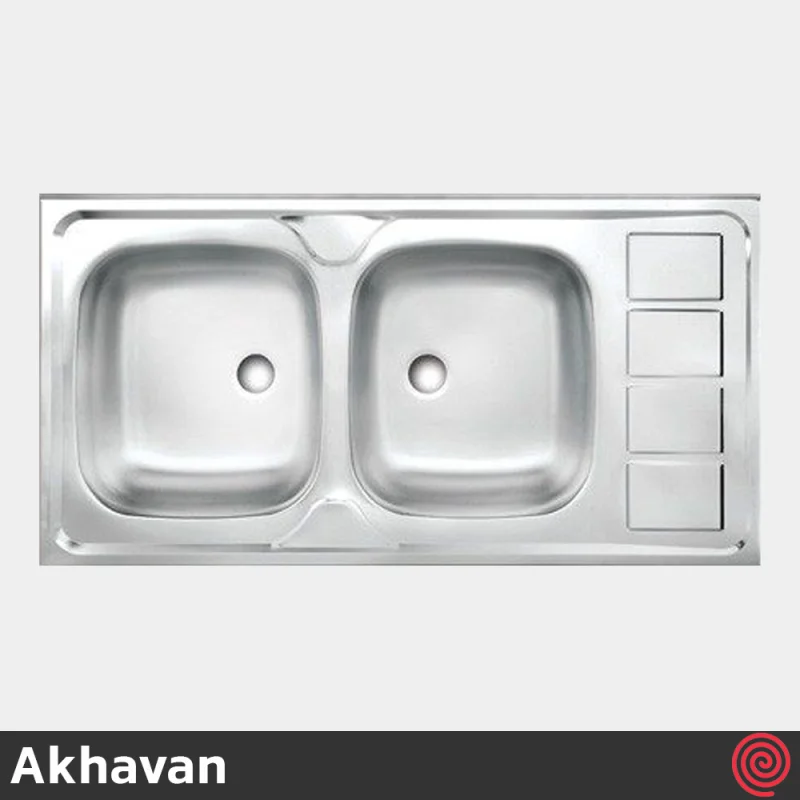 سینک ظرفشویی اخوان مدل Akhavan A10050-4CR-50 | دو لگنه نیمه فانتزی روکار