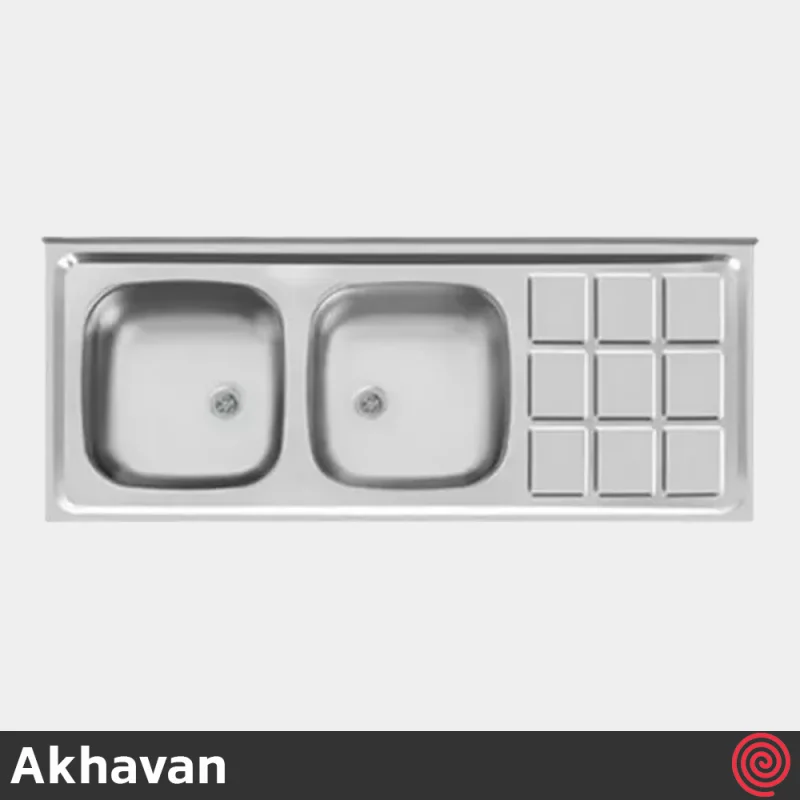 سینک ظرفشویی اخوان مدل Akhavan 12050-9CR-50 | دو لگنه نیمه فانتزی روکار