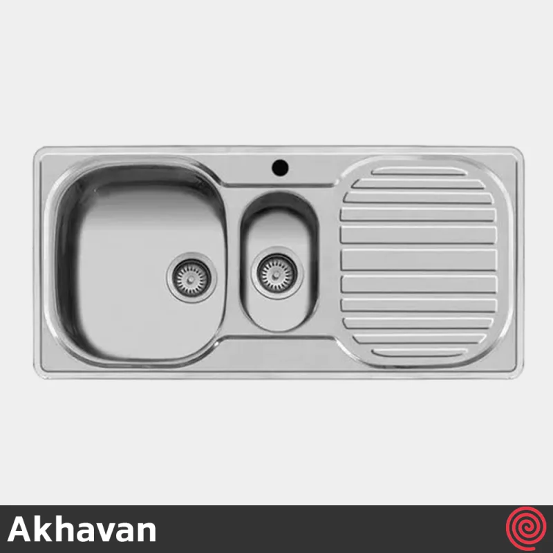 سینک ظرفشویی اخوان مدل Akhavan 10-50 | یک و نیم لگنه فانتزی توکار