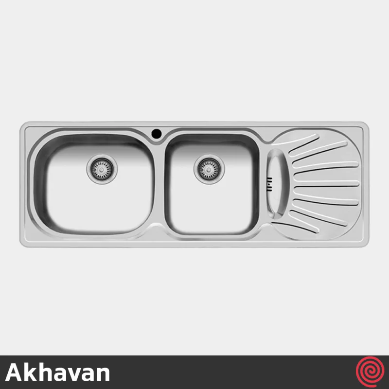 سینک ظرفشویی اخوان مدل Akhavan 18-44 | دو لگنه فانتزی توکار