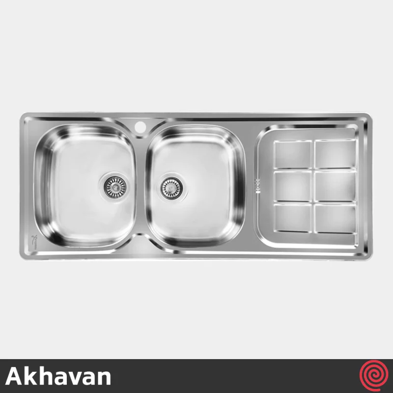 سینک ظرفشویی اخوان مدل Akhavan 147New-50 | دو لگنه فانتزی توکار