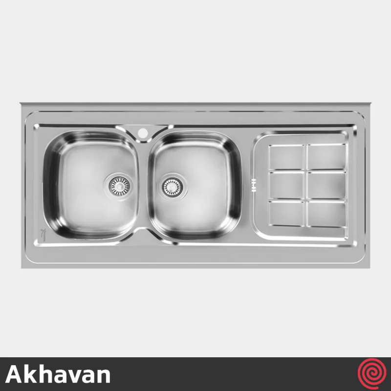 سینک ظرفشویی اخوان مدل Akhavan 148N-60 | دو لگنه فانتزی روکار