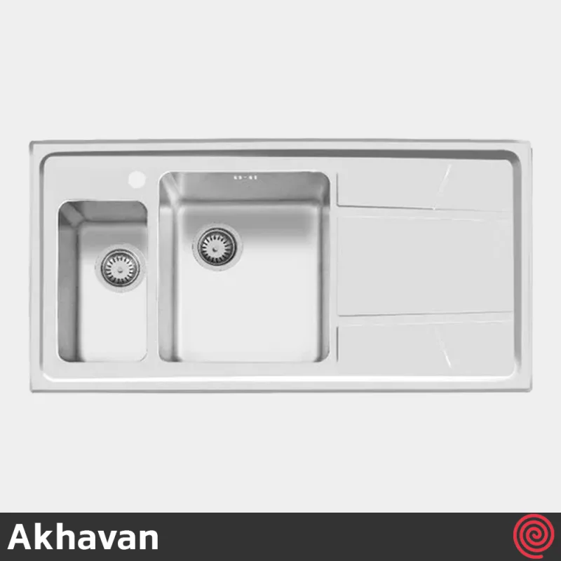 سینک ظرفشویی اخوان مدل Akhavan 308S-51 | یک و نیم لگنه باکسی توکار