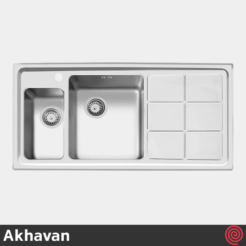 سینک ظرفشویی اخوان مدل Akhavan 310S-51 | یک و نیم لگنه باکسی توکار