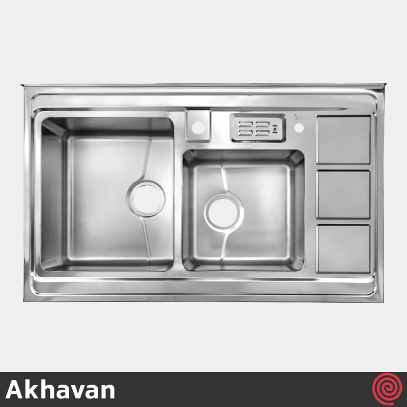 سینک ظرفشویی اخوان مدل Akhavan 322-60 | دو لگنه باکسی روکار
