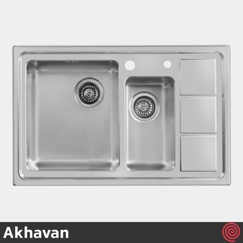 سینک ظرفشویی اخوان مدل Akhavan 376-50 | یک و نیم لگنه باکسی توکار