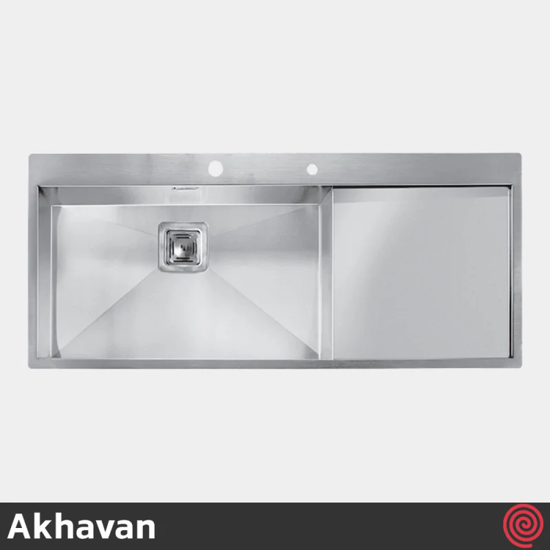 سینک ظرفشویی اخوان مدل Akhavan 359-50 | دو لگنه فلاش مونت باکسی توکار