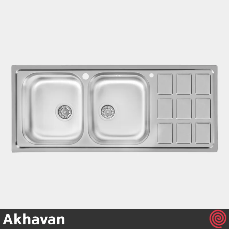سینک ظرفشویی اخوان مدل Akhavan 368-51 | دو لگنه نیمه فانتزی توکار