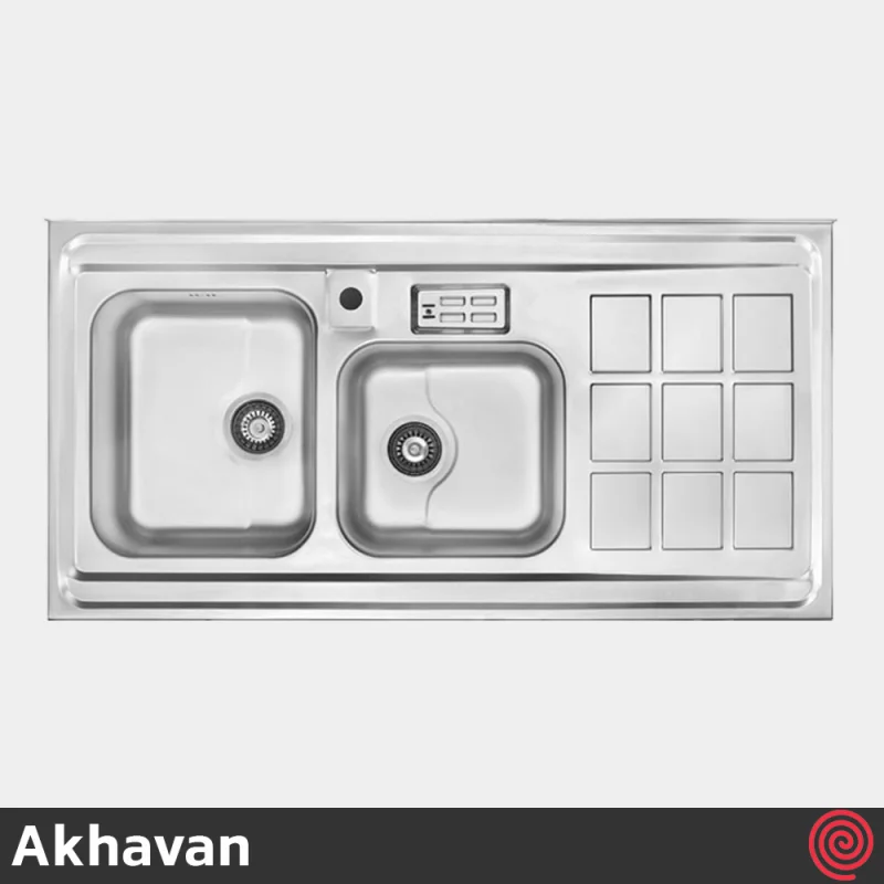 سینک ظرفشویی اخوان مدل Akhavan 364S-60 | دو لگنه نیمه فانتزی روکار