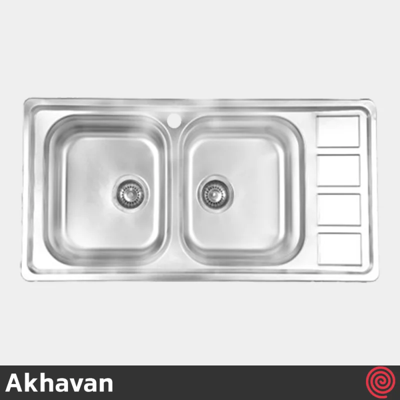 سینک ظرفشویی اخوان مدل Akhavan 373-51 | دو لگنه فانتزی توکار