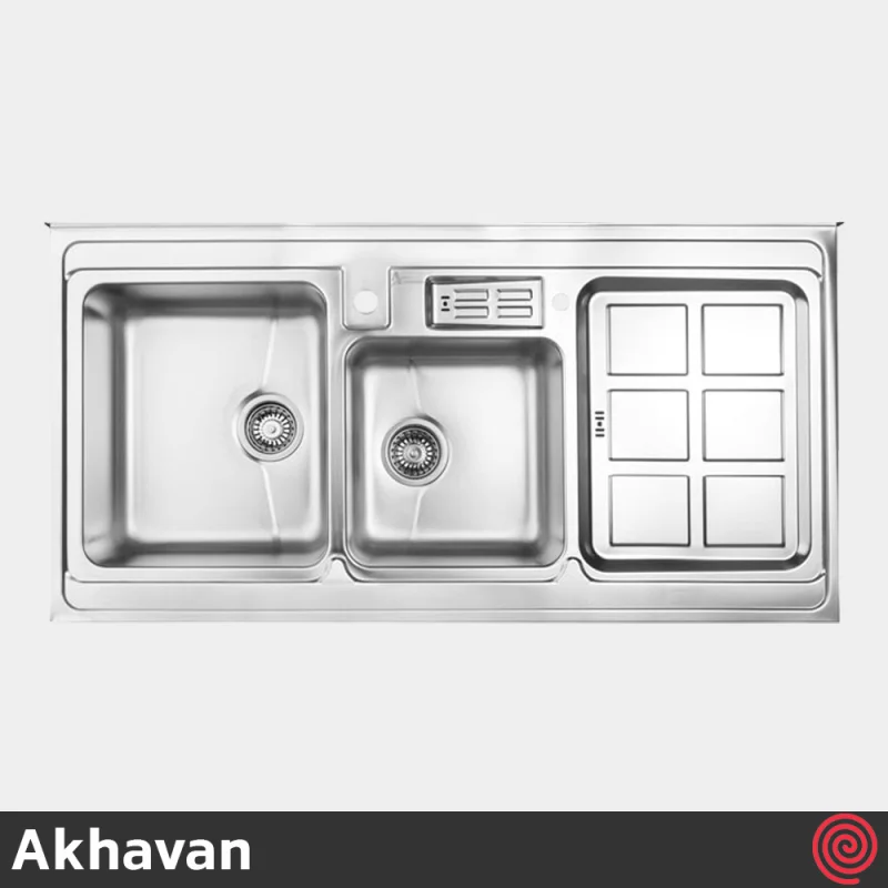 سینک ظرفشویی اخوان مدل Akhavan 362-60 | دو لگنه نیمه فانتزی روکار