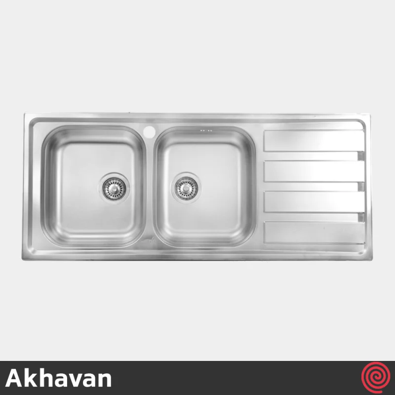 سینک ظرفشویی اخوان مدل Akhavan 385-51 | دو لگنه فانتزی توکار
