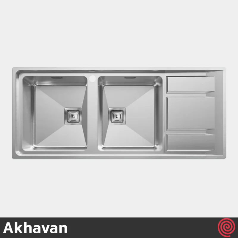 سینک ظرفشویی اخوان مدل Akhavan 389S-52 | دو لگنه فانتزی توکار