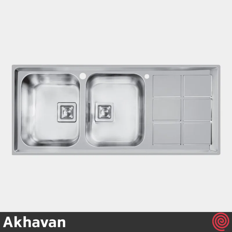 سینک ظرفشویی اخوان مدل Akhavan 500-50 | دو لگنه فانتزی توکار