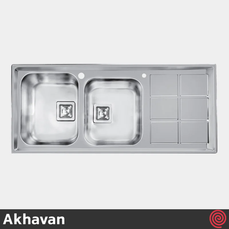 سینک ظرفشویی اخوان مدل Akhavan 501-50 | دو لگنه فانتزی توکار
