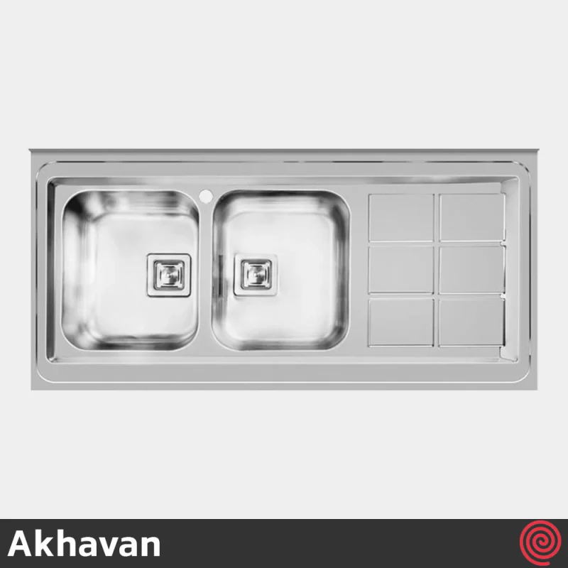 سینک ظرفشویی اخوان مدل Akhavan 502S-60 | دو لگنه فانتزی روکار