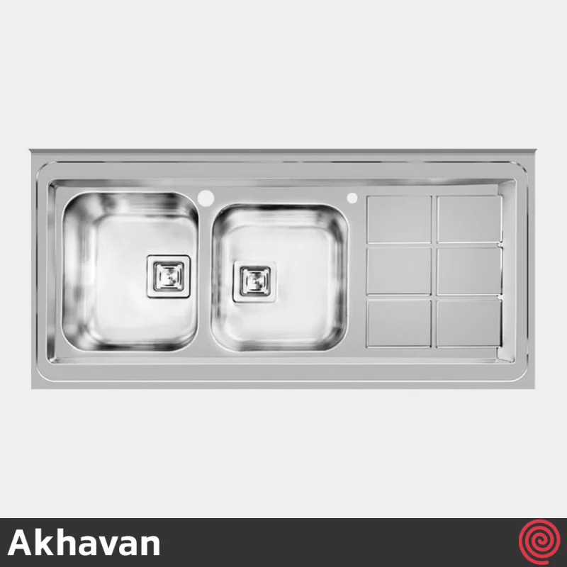 سینک ظرفشویی اخوان مدل Akhavan 503-60 | دو لگنه فانتزی روکار