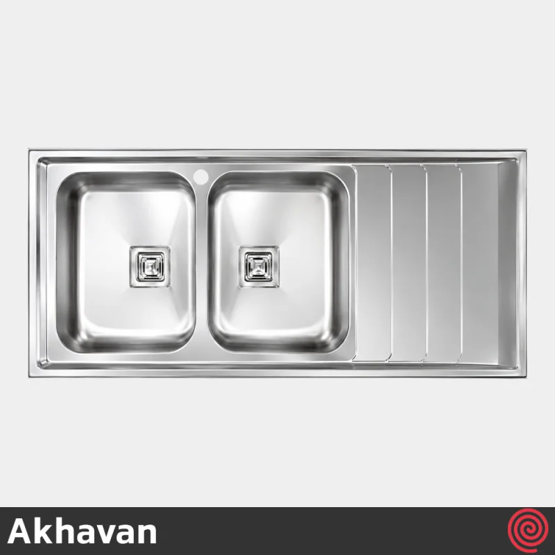 سینک ظرفشویی اخوان مدل Akhavan 505S-60 | دو لگنه فانتزی روکار