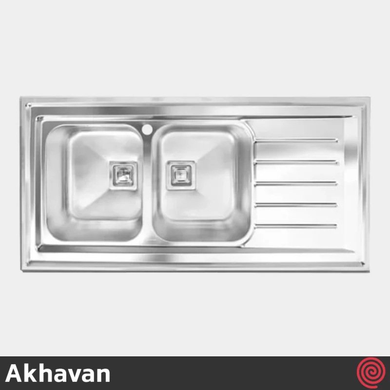 سینک ظرفشویی اخوان مدل Akhavan 507S-60 | دو لگنه فانتزی روکار