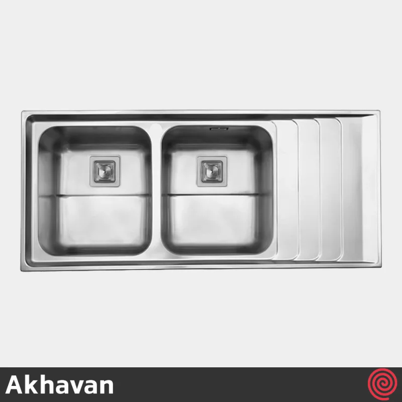 سینک ظرفشویی اخوان مدل Akhavan 508S-52 | دو لگنه فانتزی توکار